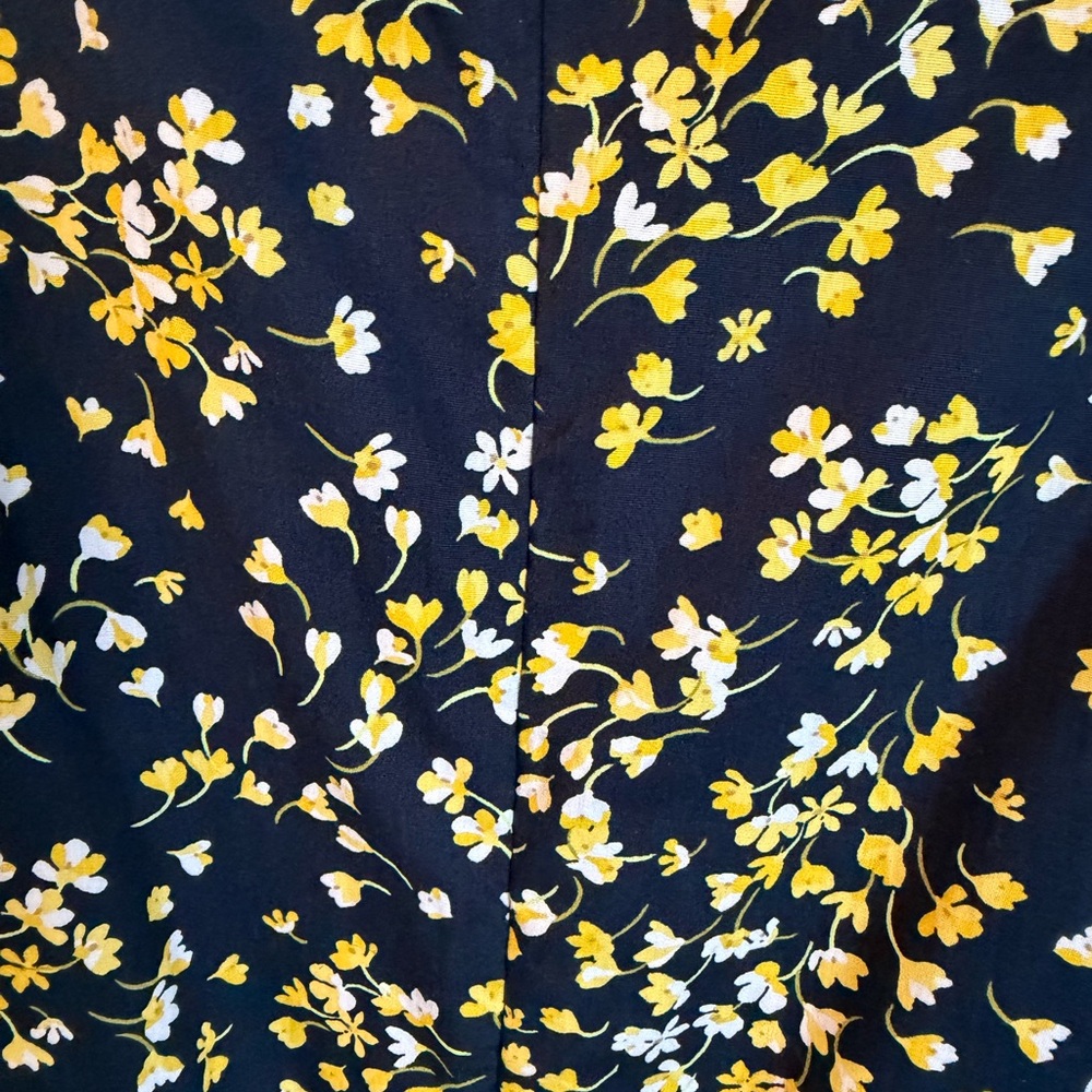 Tommy Hilfiger Navy Floral Tie-Waist Midi Dress with Yellow Accents - Picture 4 of 4